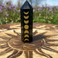 Black Obsidian Golden Etched Moon Phase Towers