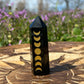 Black Obsidian Golden Etched Moon Phase Towers