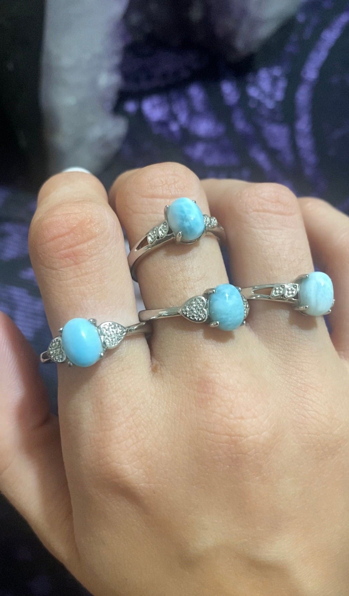 Larimar White Bronze Rings