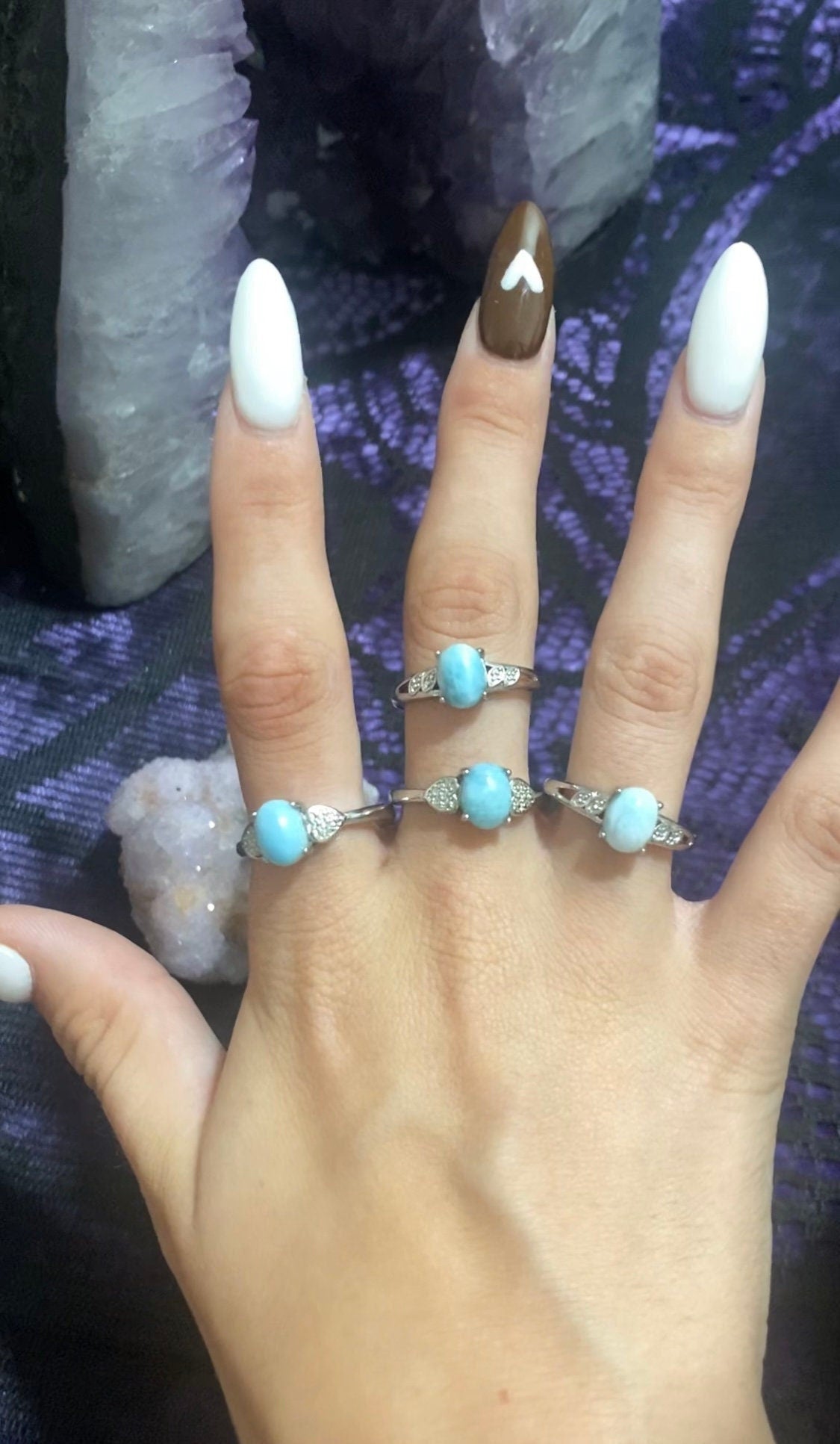 Larimar White Bronze Rings