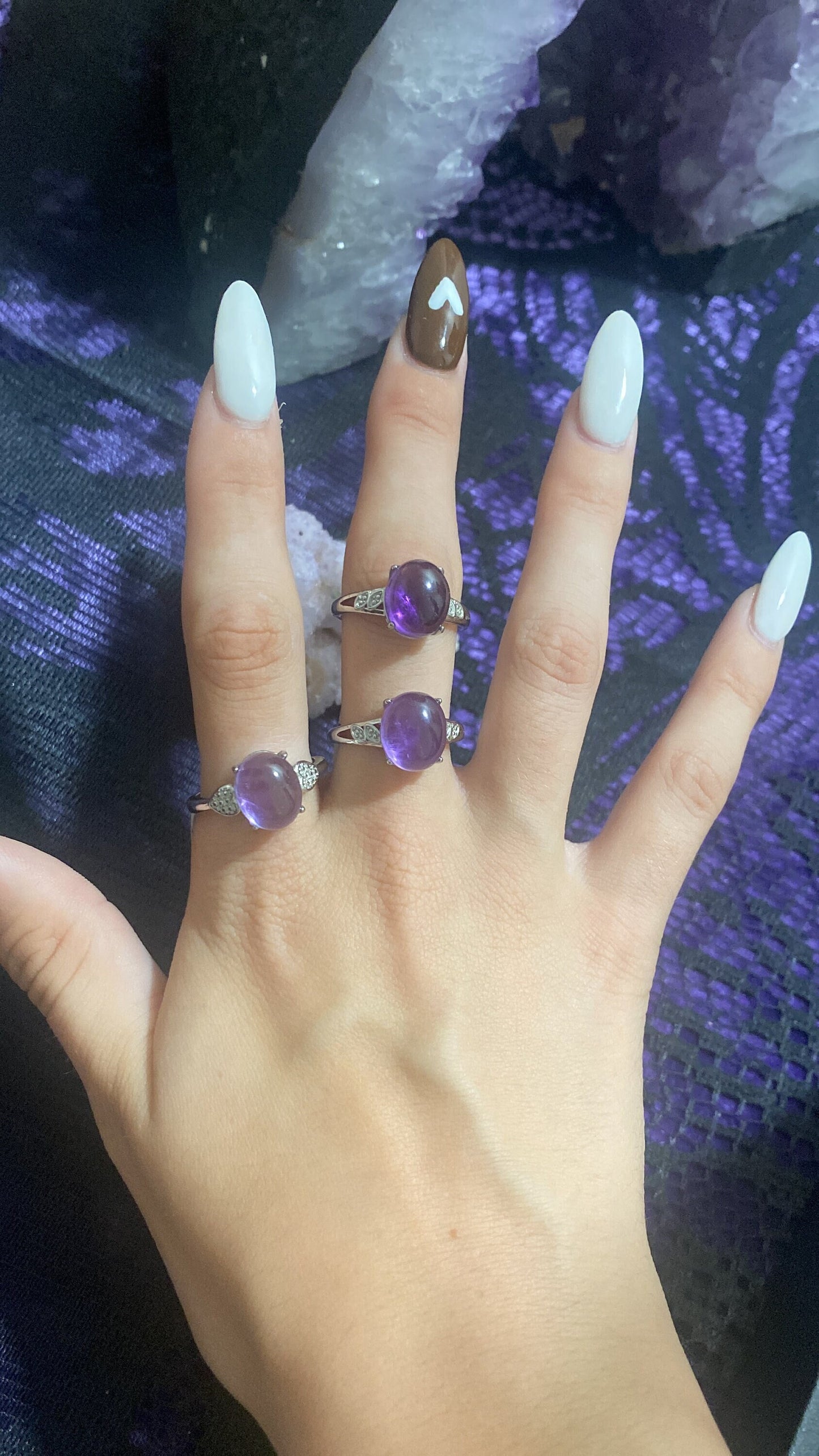 Amethyst White Bronze Rings