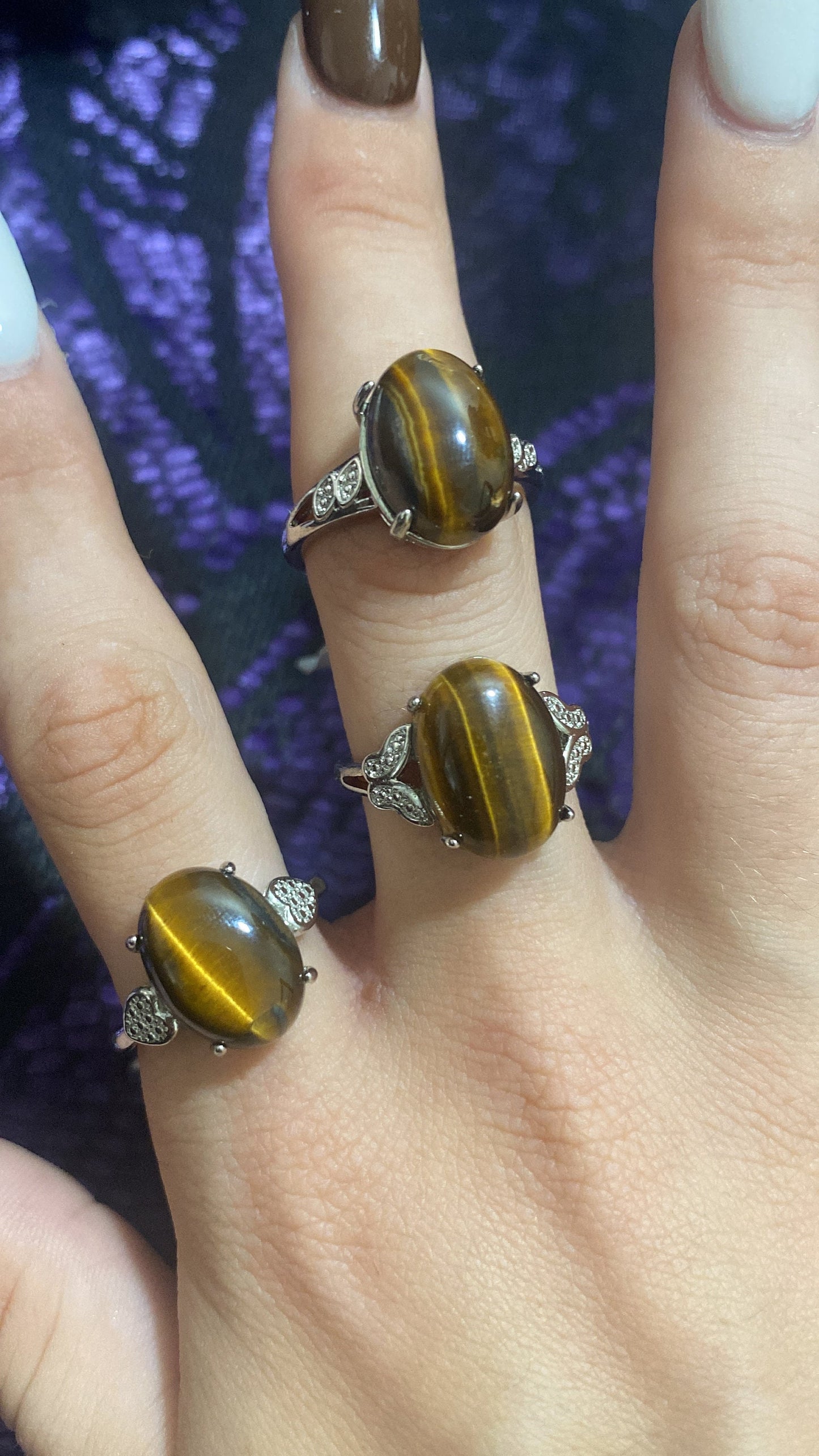 Tiger’s Eye White Bronze Rings