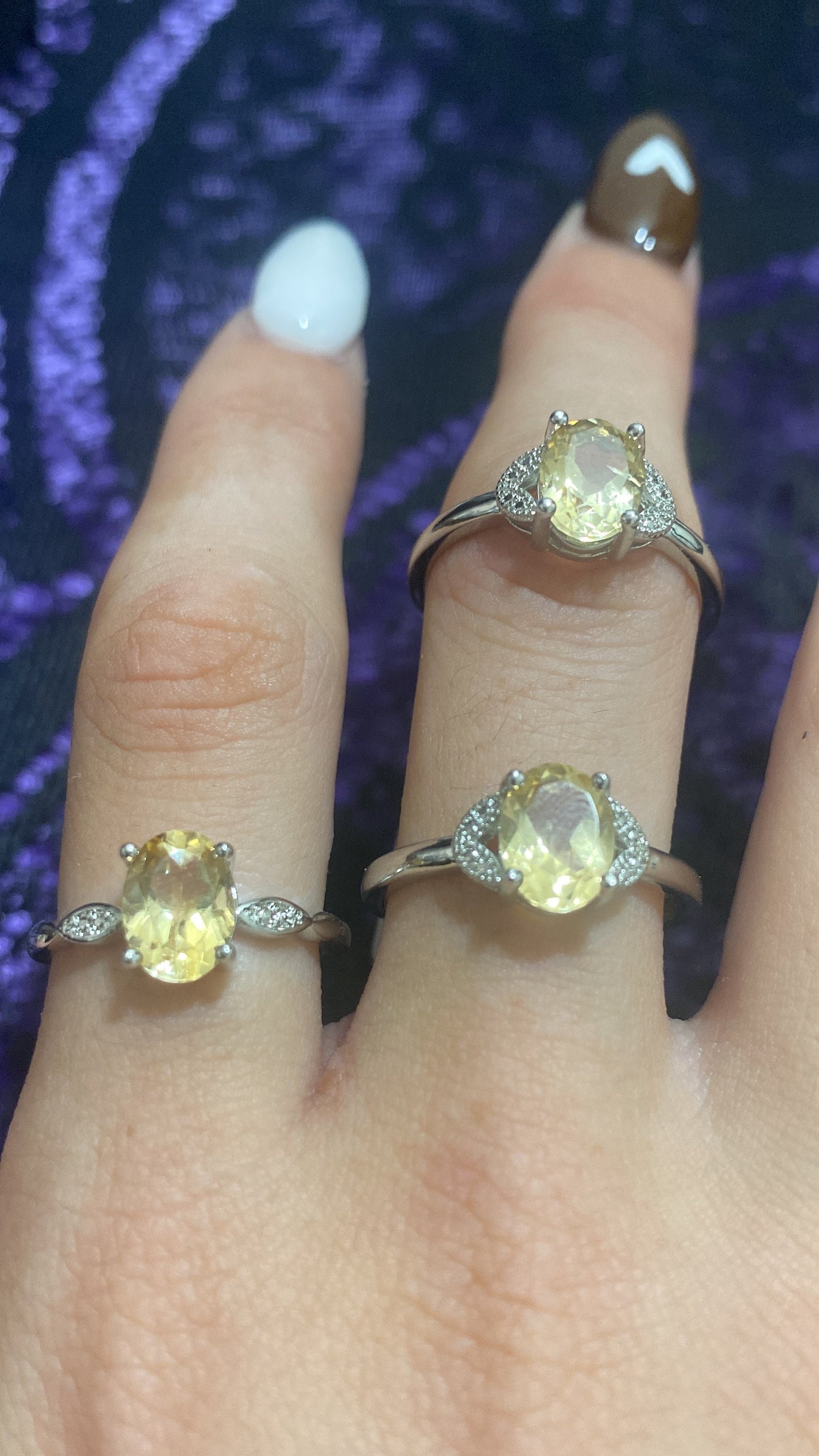 Citrine White Bronze Rings