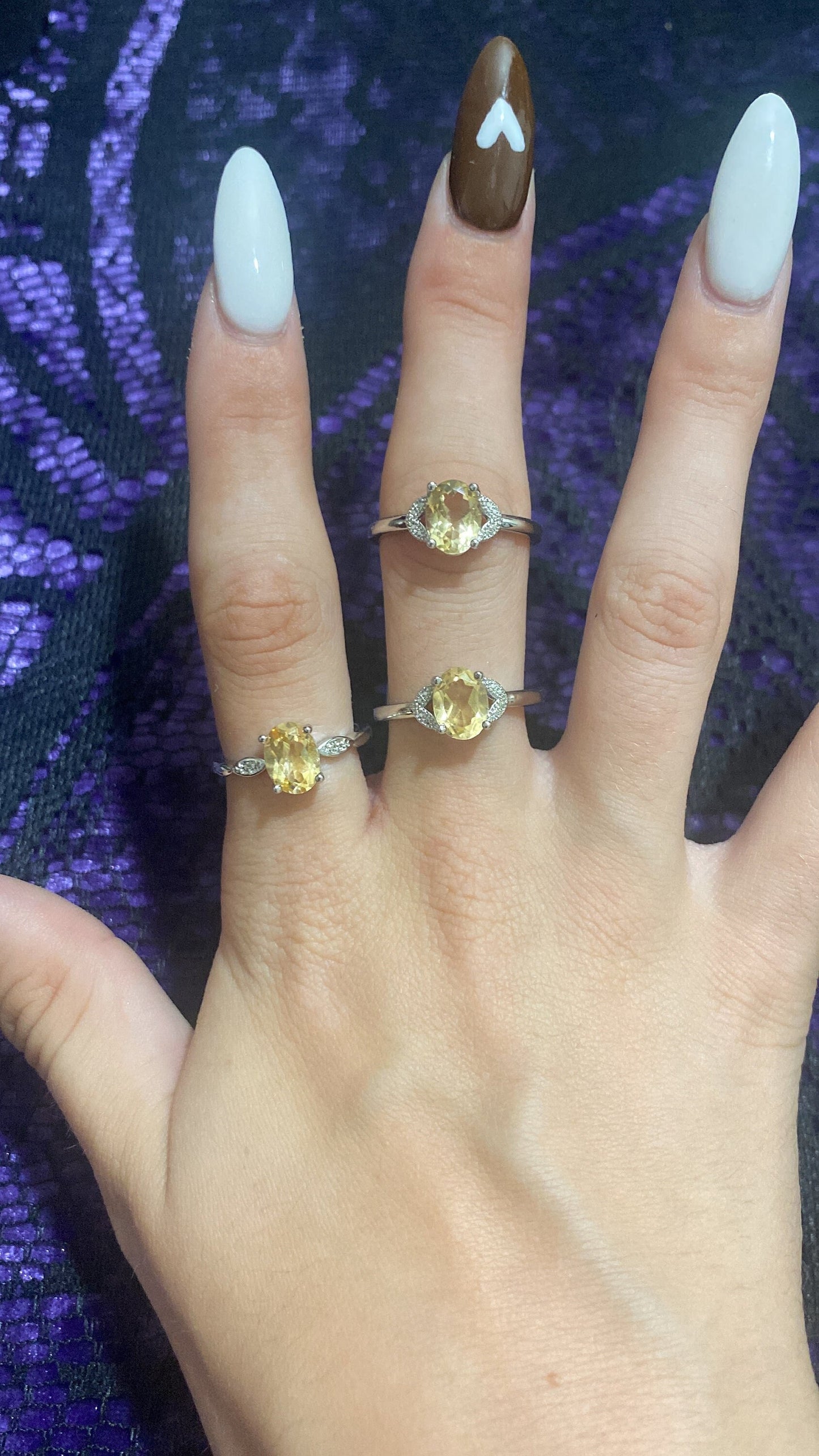 Citrine White Bronze Rings