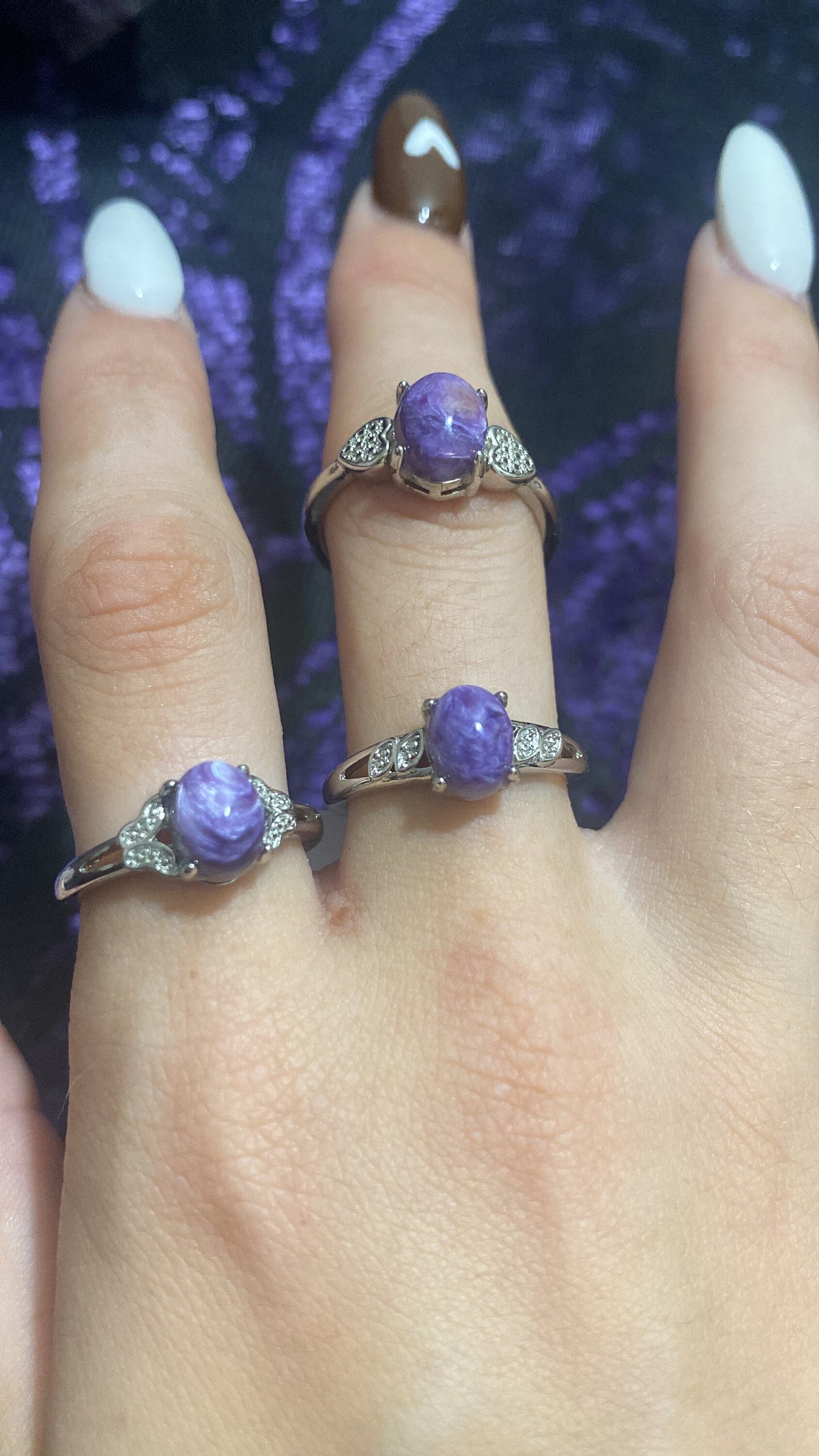 Charoite White Bronze Rings