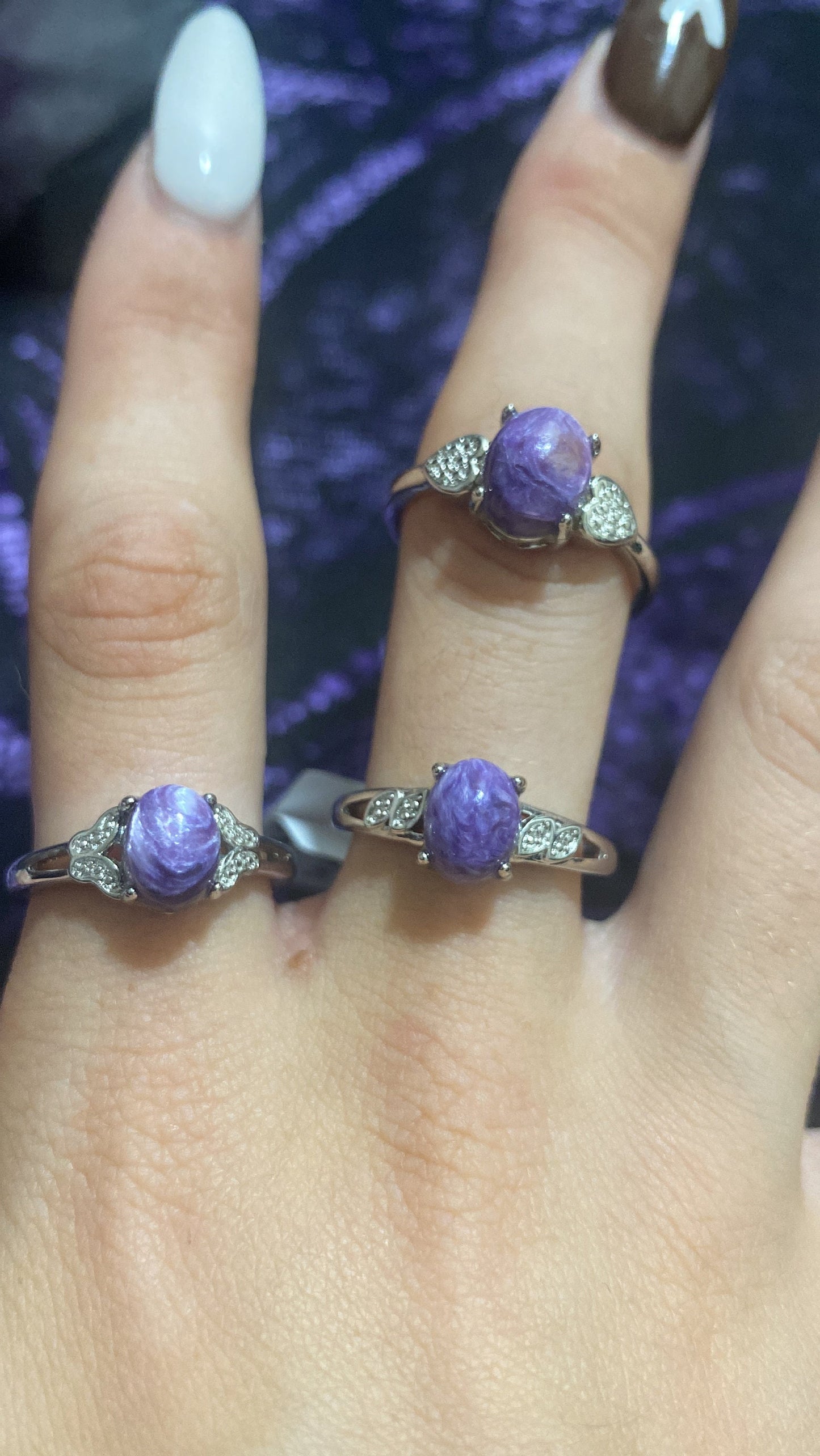 Charoite White Bronze Rings