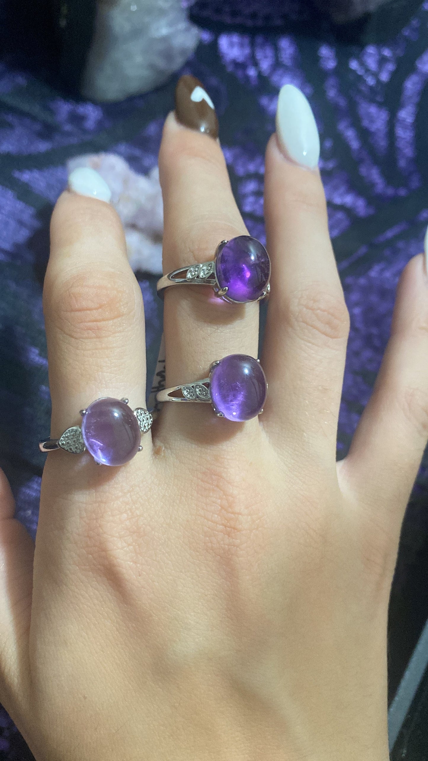 Amethyst White Bronze Rings