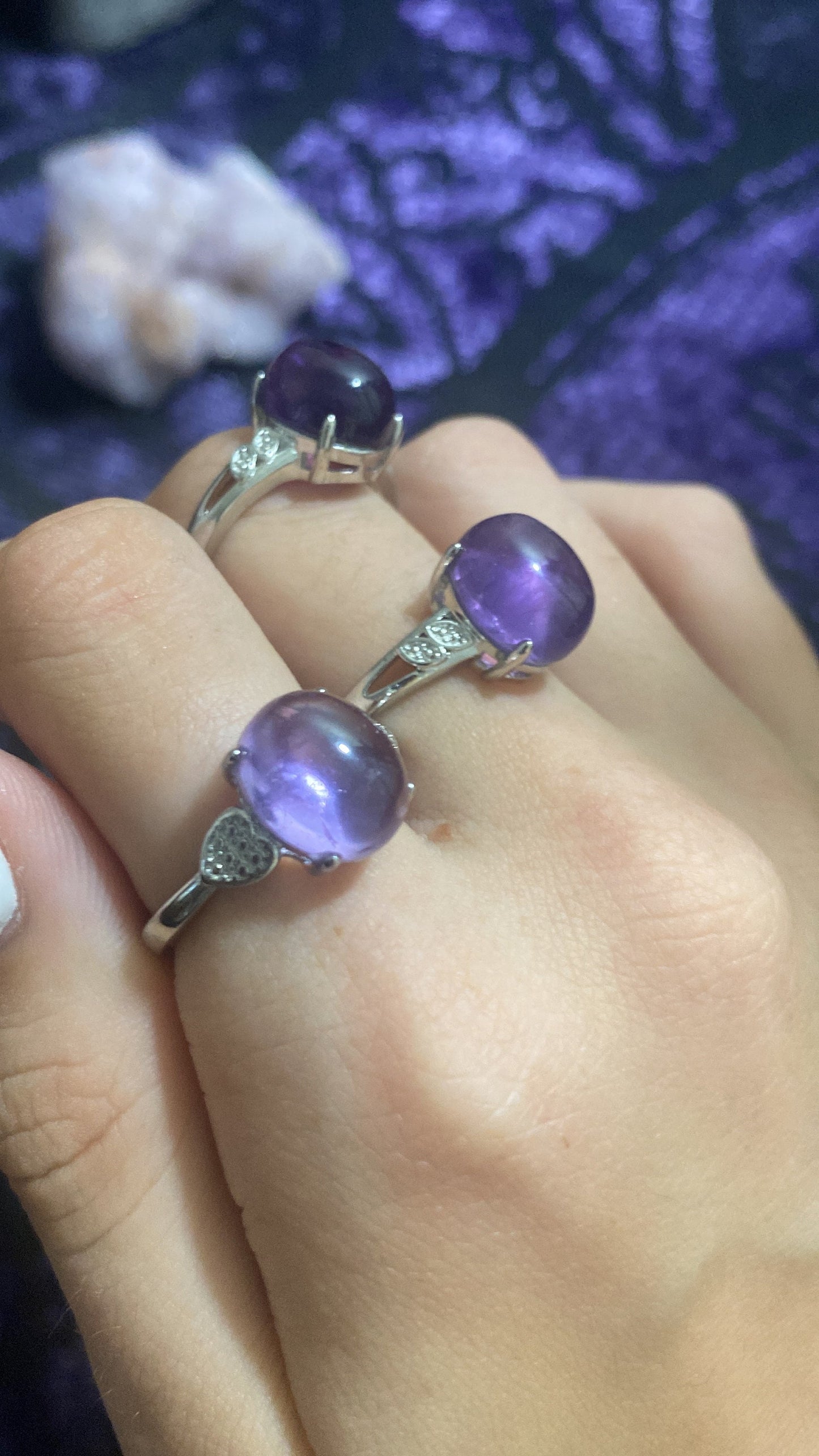 Amethyst White Bronze Rings