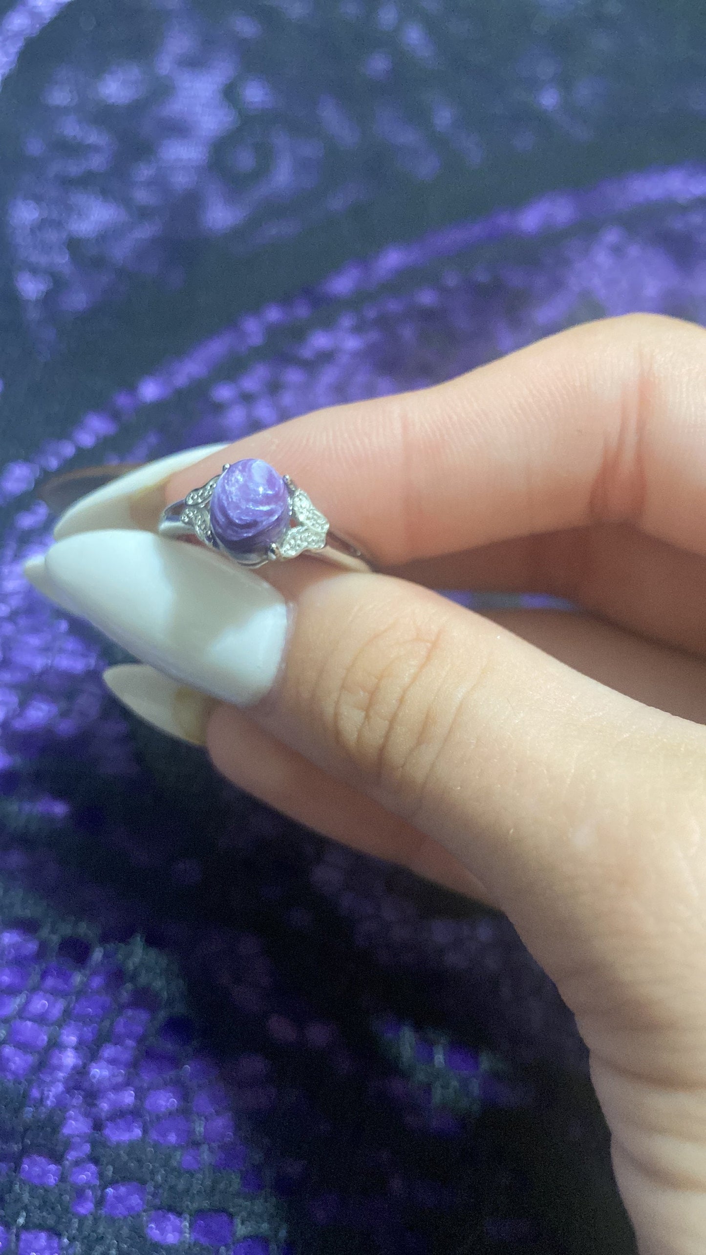 Charoite White Bronze Rings