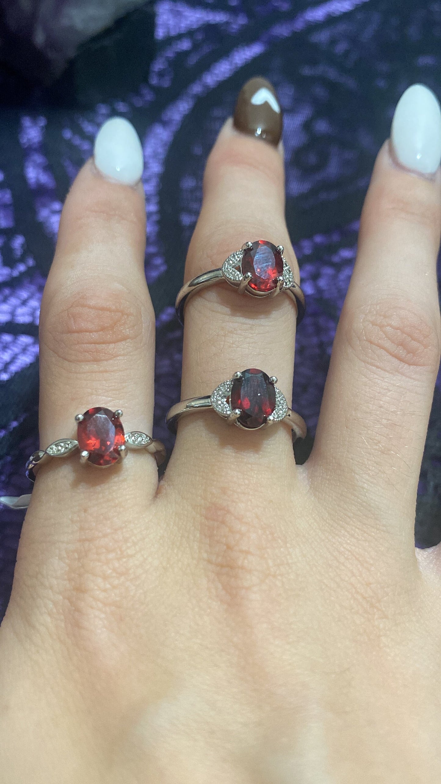 Garnet White Bronze Rings