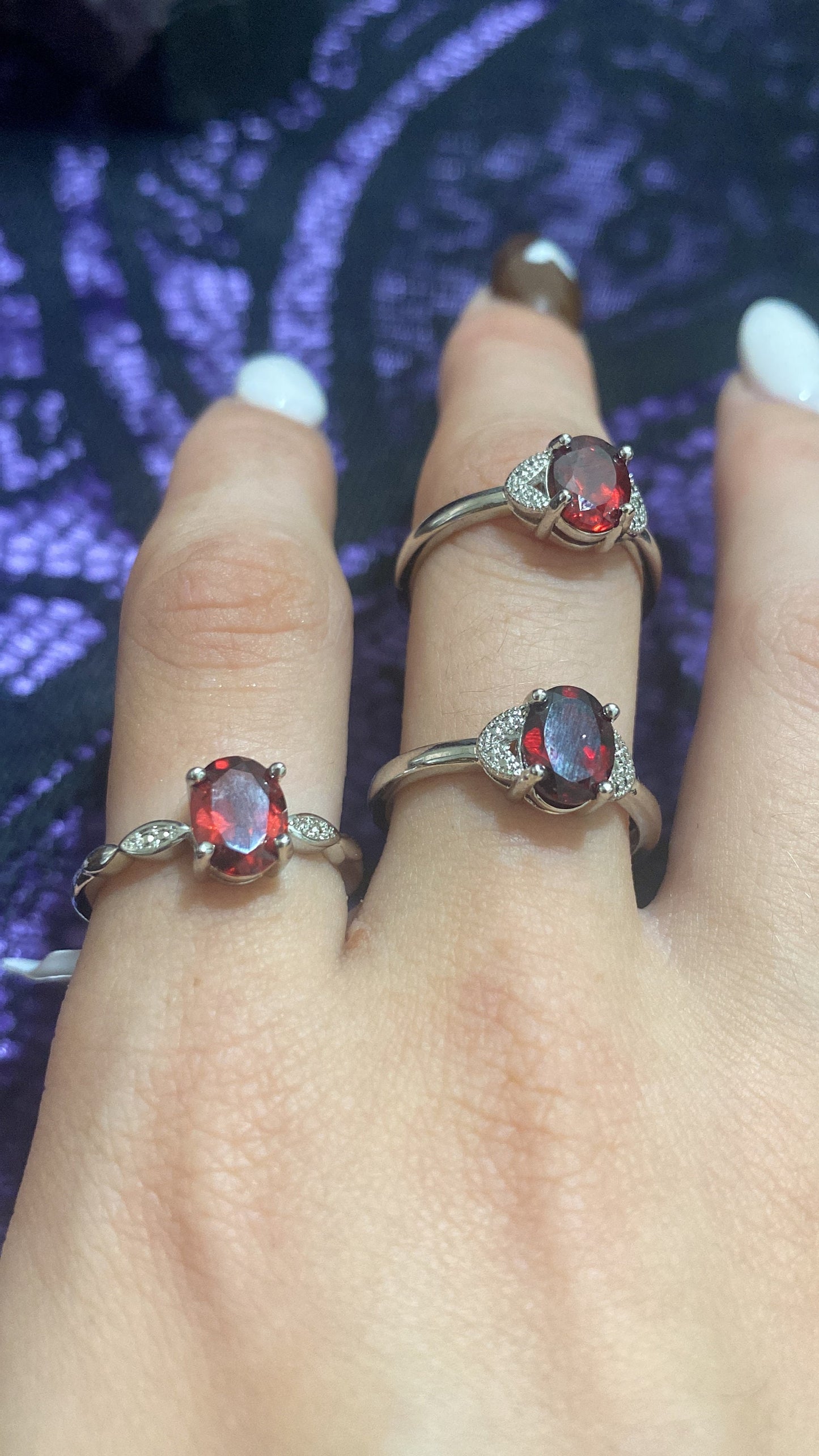 Garnet White Bronze Rings