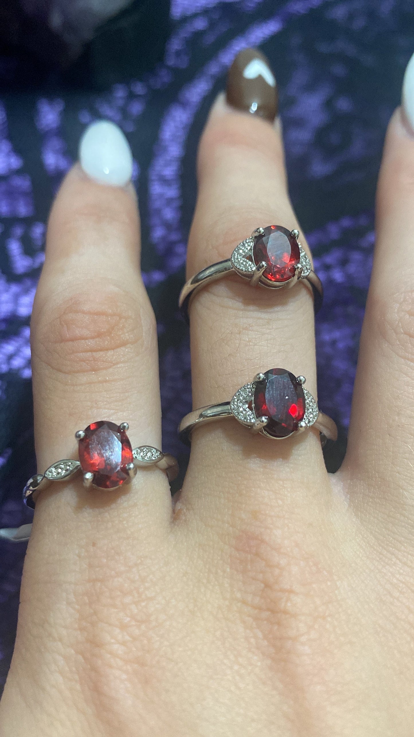 Garnet White Bronze Rings