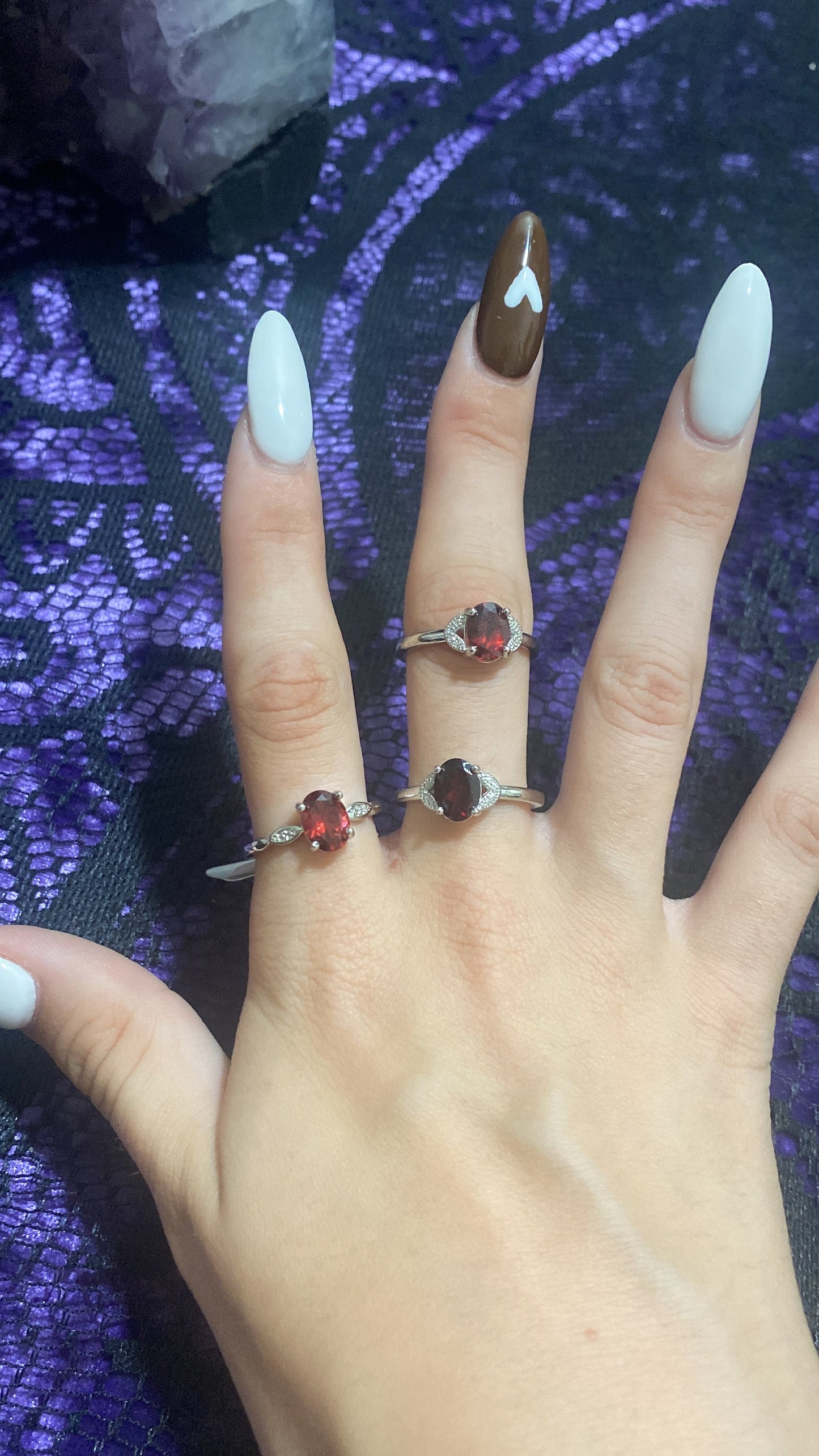 Garnet White Bronze Rings