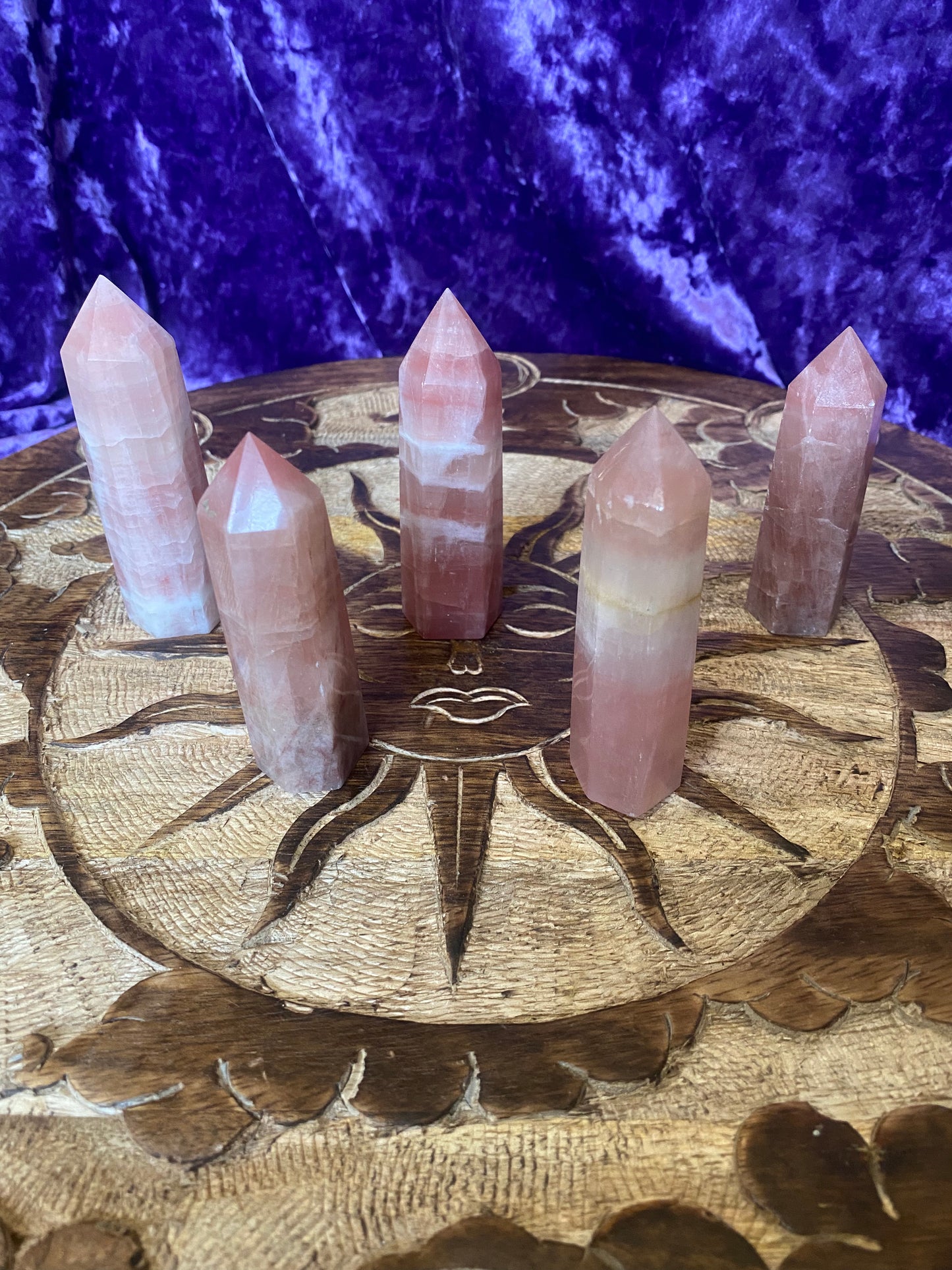 Strawberry Calcite Towers (set 2/2)